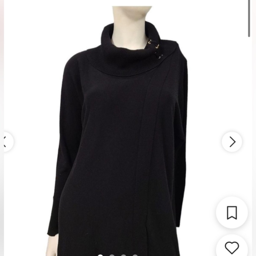 JM collection woman’s turtle neck black tunic turtleneck Rayon blend sweater M